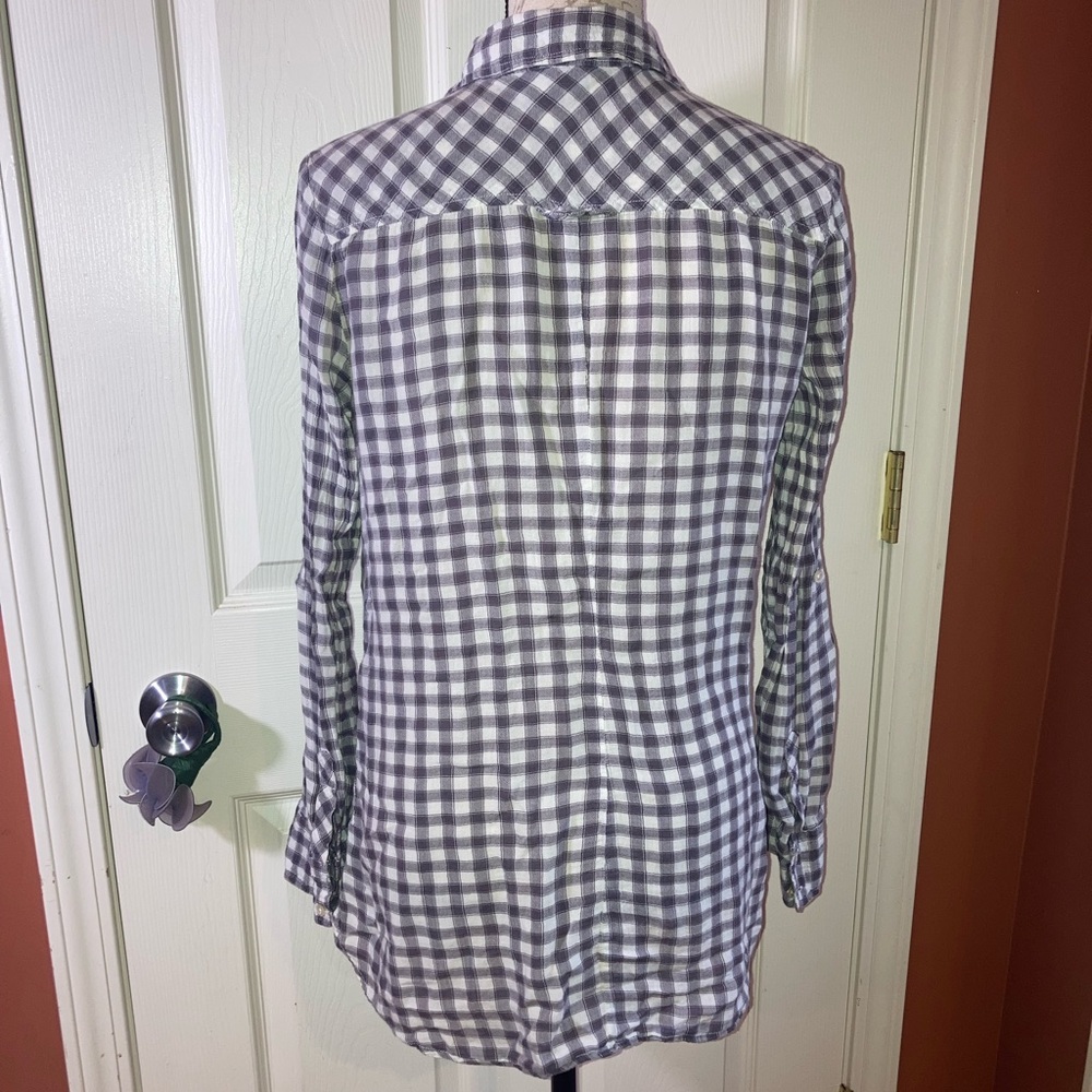 C & C California Womens Collared Button Down Plaid Long Sleeve Shirt S - Picture 3 of 6